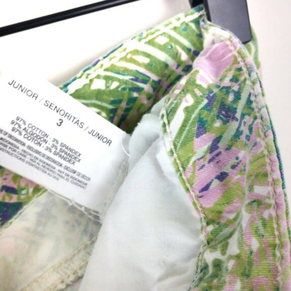 l.e.i. Lowrise Ashley Tropical Pastel Palm Leaf Cuffed Shorts Junior 3/Women S - Picture 7 of 8